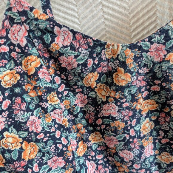 Old Navy Linen Blend Floral Cami Dress Ruffle Hem Smocked back Size Large - Picture 4 of 10